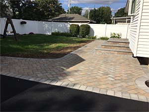 asphalt flush with brick paver patio massapequa park patios l shape steps